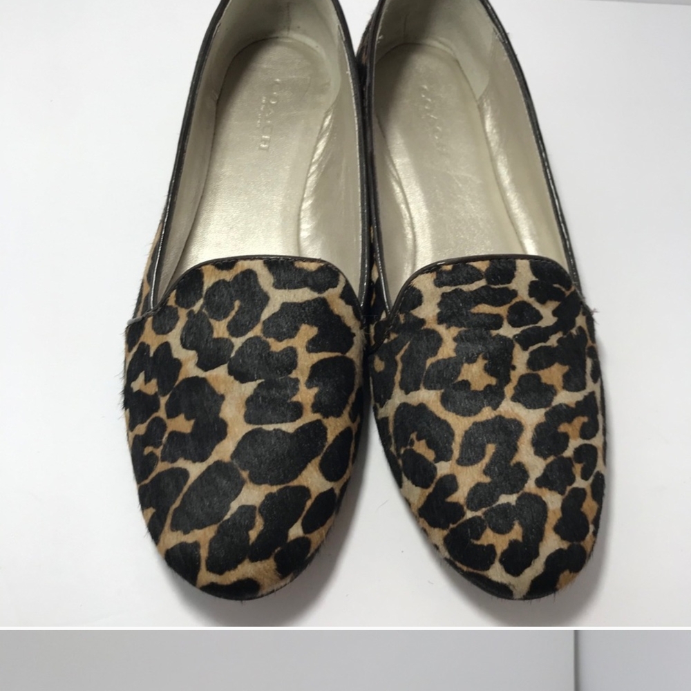 Coach Brown and Black Leopard Print Loafers - Picture 5 of 6